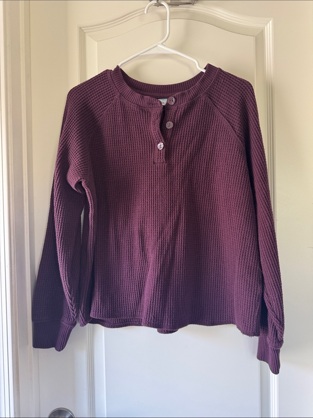 Old Navy Plum Long Sleeve Waffle Henley / M61
